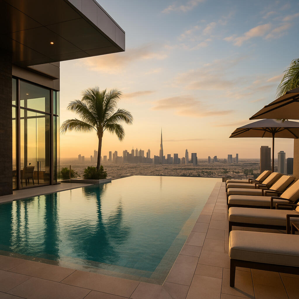 Perched high above the city, the rooftop infinity pool at Nanda Towers offers a breathtaking, uninterrupted skyline view. Designed with luxury in mind, this serene oasis features ambient lighting, sleek lounge spaces, and an exclusive atmosphere perfect fo